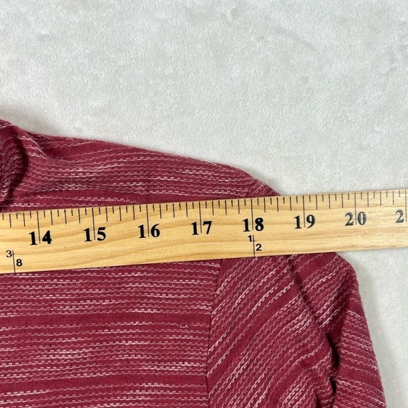 Billy Reid Medium Heather Red Mock Collar Henley Long Sleeve Button Shirt - Picture 7 of 12